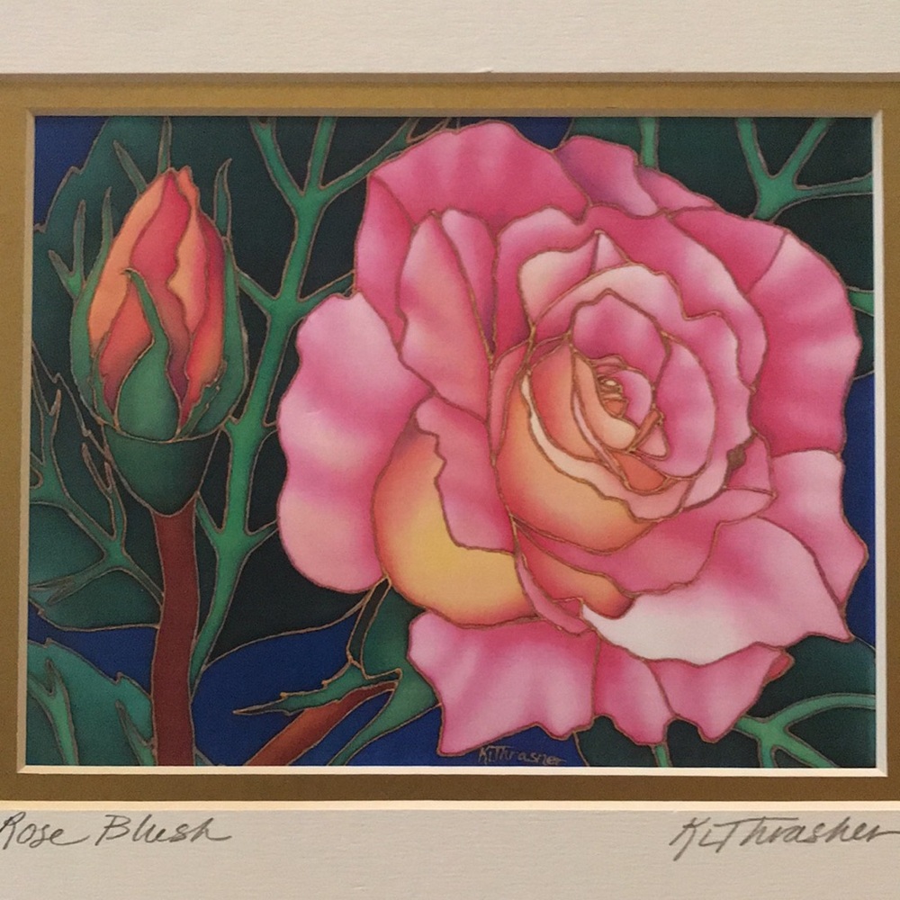 Rose Blush by Hawaiian Artist Karen Lee Thrasher (Matted Ready for framing)